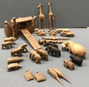 A Malawi carved wooden Noah's Ark,