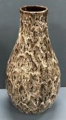 A modern brown and white marbled glazed baluster vase,