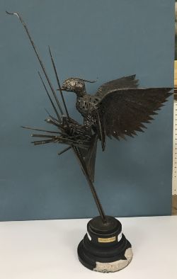 WALENTY PYTEL (Polish b1941) "Bird landing on branch",