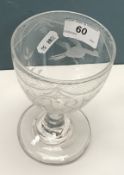 A circa 1800 Georgian cut glass rummer with funnel shaped bowl and knop stem, on a circular foot,