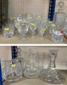 A collection of glassware to include liqueurs, wines, tumblers,