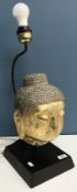 A table lamp as a Buddha head, 52 cm inc