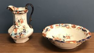 A Mason's ironstone toilet jug and bowl