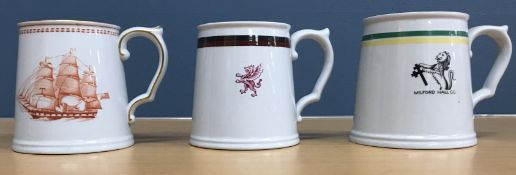 Three commemorative Spode tankards compr
