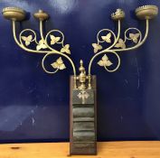 A Victorian brass four light two branch