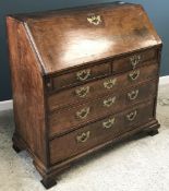 A George III mahogany bureau, the plain