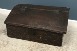 A late 17th Century oak Bible box, the s