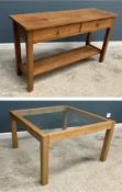A modern cherrywood side table, the plai