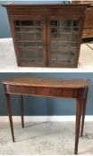 A 19th Century mahogany side table, the plain top over a satin banded frieze,