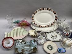 An Adams Jasperware jug, white pottery jelly mould, floral decorated milk jug, a Gaudy Welsh jug,