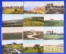 Collection of various early 20thc English golf club coloured postcards (12) to include 3x Seaford;