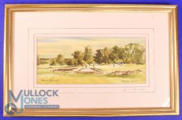 Denis Parrett signed Walton Heath Golf Club coloured Print - of the 12th Green with players