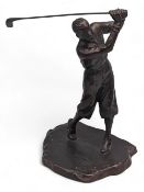 Spelter cast golfing figure with bronzed finish - 24cm tall