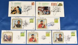 7x Golf Open Championship First Day Covers 1990, 1992 & 1994, three hand signed by Nick Faldo and