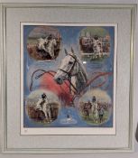 Desert Orchid Horse Racing Claire Eva Buton Print, signed in pencil to margin of print - framed