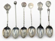6x Various period silver hallmarked Spoons - to include SHGC, Colwyn Bay GC, and other golf themed