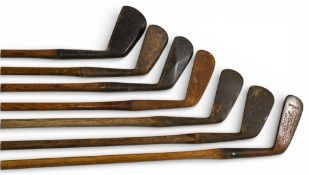 7x Assorted Golf irons in need of restoration - incl Forgan mashie, D Anderson and Son St Andrews