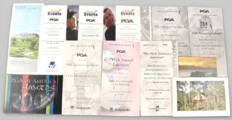2001-2009 PGA Luncheon Menu Cards Farewell Dinners: to include 2001 centenary luncheon, 2003, 2004
