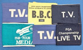 Collection of The Open 1996 Roal Lytham & St Andrews Golf BBC armbands and three TV armbands, FNB