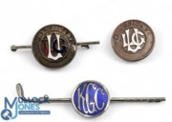 Enamel Golf Badges to include 2 brass Ladies golf union badges (one missing pin from back and a good