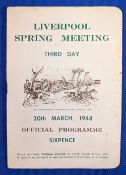 1948 Steeplechase Grand National Racecard 3rd day, in fair used condition, tears to page edges