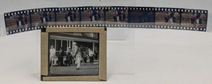 Original glass slide photograph First Tee Golfer and Club House with officials - with a set of 8,