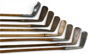 8x Assorted putters incl D Anderson and Son straight brass blade, New Mills RBB model alloy mallet