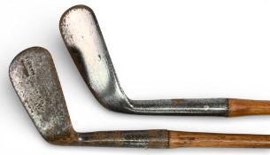 2x Left hand Golf irons incl a long head smf mid-iron and a mashie for Alex Robertson showing the