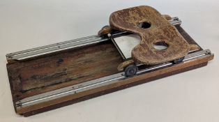 Period Rowing Skull Seat, with age-related wear - in metal runners on wooden frame and wooden seat