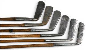 6x Metal blade putters incl Ben Sayers Benny model with grooved sole, R Forgan & Son showing the