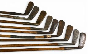 9x Assorted Golf putters for restoration incl left hand Army and Navy L model putting iron, Kenbar