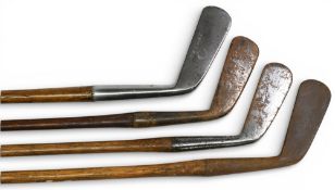 4x Early assorted smf Golf irons incl Anderson of Anstruther rustless cleek, J Simpson Carnoustie