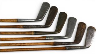 6x Assorted putters incl Winton for GE Stone of Stowmarket wry neck, Condie of St Andrews straight