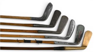 6x Assorted irons incl a Forgan PA Vaile stroke saver chipper, t/w 4x blade putters incl a modern