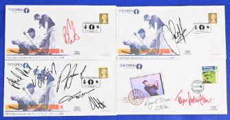 2003 Royal St George and 2004 Royal Troon The Open Championship signed and multi signed FDCs, to