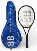 Blackburne DS107 double strung Super Mid Tennis Racquet, later a band racket with original cover