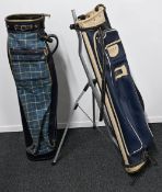 2x Classic Golf Bags - a John Letters of Scotland blue leather golf bag of rigid construction (no