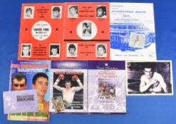 Boxing programmes, signatures, tickets and a photograph to include 1973 programme signed by Chris