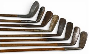 8x Various Golf putters incl Gibson Gem model, long blade stamped Chas Rodwell of London, Maxwell