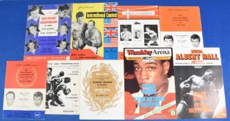 Boxing programmes 1960-1984 to include 1960 Dave Charnley v Mario Vecchiatton, 1960 Pete