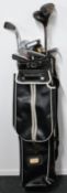 Mixed Selection of Classic Golf clubs within a Vintage Leyland Faux Leather Golf Bag (11) in Black