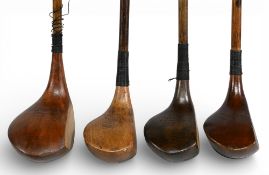 4x Socket neck woods incl Jack White Sunningdale small dark stained deep face brassie, Cochranes