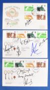 3x signed Tennis first day covers, one signed by Manual Santana, one signed by Virginia Wade, Pat