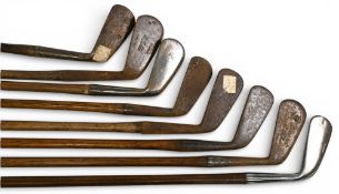 8x Assorted Golf clubs for restoration to incl Tom Stewart L model mid-iron, A Compston driving