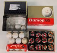 Dunlop 65 Box of 12 wrapped unused Golf Balls, in card display box, with a boxed set of 3 Titleist