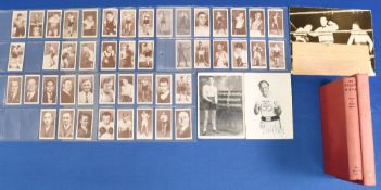 Boxing Memorabilia to include 46 Churchman Boxing Personalities Cards, a 1938 press photograph of