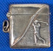 Fine Sterling Silver Golf themed embossed Vesta Case, #15g