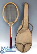 1961 Slazenger Wooden Tennis Racket Excesis Australian Model c1961 - retaining much of its makers