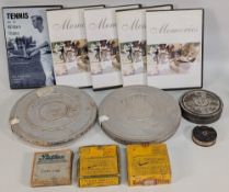 A pair of Bill Tilden instructional tennis films: two 16mm reels of black and white films with sound