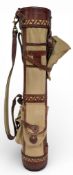 Vintage Belding Sports USA leather and canvas Golf Club Carry Caddy Bag, finished in leather on